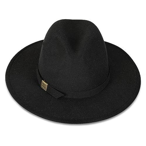 Lucky Brand Womens Ranger Hat | Wide Brim | Felt | Rancher | Americana | Western Inspired | Classic | Fashion | Cowboy - color: Ranger W/ Clip - Black