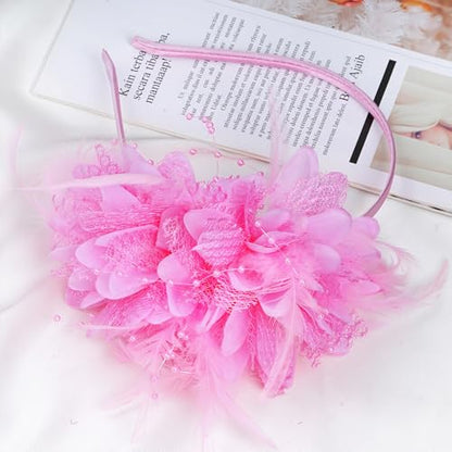 Pistha Fascinators Hats for Women and Tea Party Gloves for Tea Party Dress - color: Pink