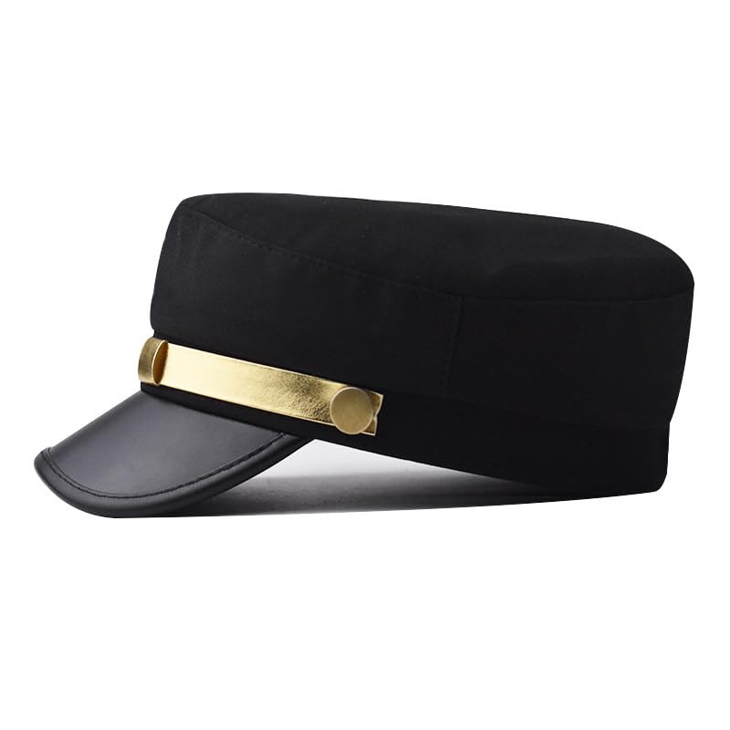 Unisex Chauffeur Hat for Men Women Captain Sailor Newsboy Cap Costume Hats - color: Black-gold