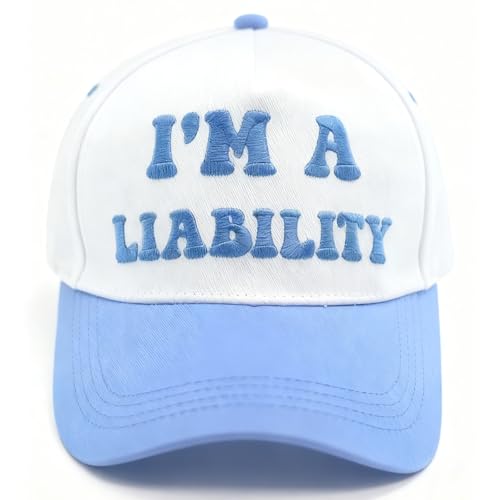 Hat Funny Embroidered Trucker Hat Adjustable Two Tone Snapback Canvas Baseball Cap for Womens - color: Blue-i'm a Liability
