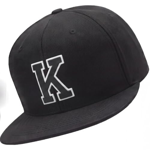 I&W Hatgear Mens 3D Silicone A-Z Patch Varsity Initial Letters Snapback Hat - color: Initial K