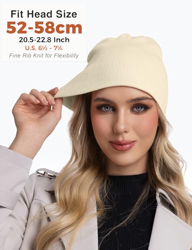 ROYBENS 100% Cotton No Cuff Beanie Hat Men Women, Fisherman Skull Cap - color: Beige