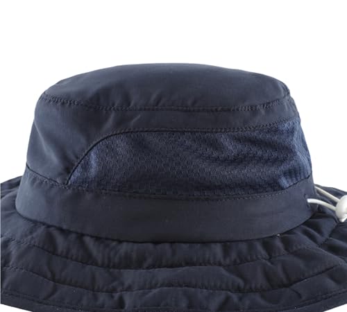 Connectyle Kids Foldable Wide Brim Sun Hat UPF 50+ Sun Protection Bucket Hats Breathable Summer Beach Hat for Boys Girls - color: Navy Blue, size: Medium