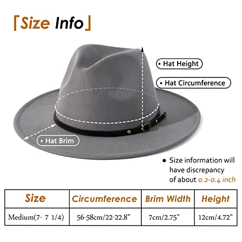 Lisianthus Women Belt Buckle Fedora Hat - color: Grey