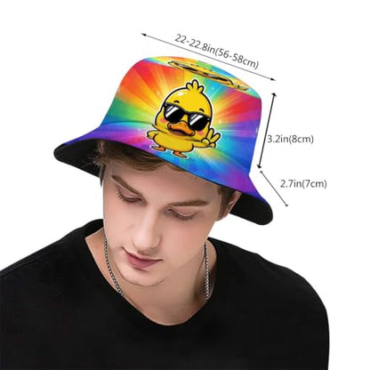 Bucket Hat Funny Duck Fisherman Hat Travel Beach Sun Hat Outdoor Cap for Men Women Adults - color: Cute Duck Tie Dye