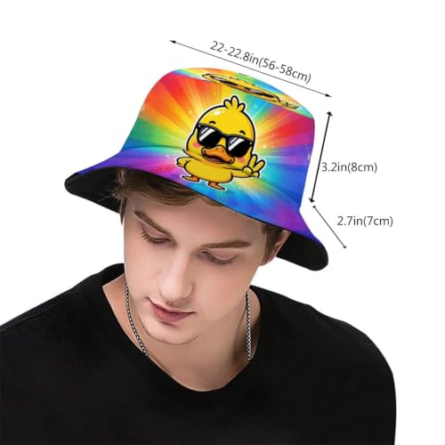 Bucket Hat Funny Duck Fisherman Hat Travel Beach Sun Hat Outdoor Cap for Men Women Adults - color: Cute Duck Tie Dye