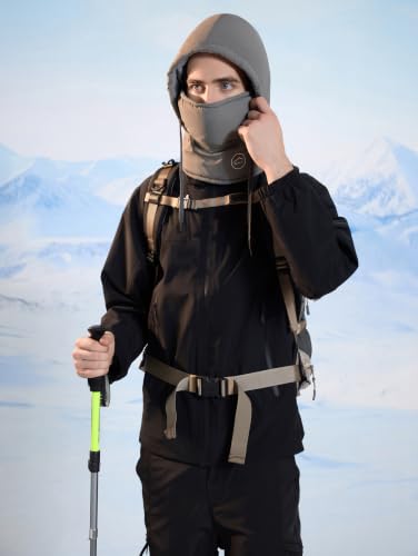 HUAMULAN Unisex Winter One Piece Balaclavas Hoodie Ski Snow Hats Earmuff - color: Darkgray Solid