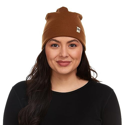 100% Merino Wool Cuff Beanie - Warm Winter Hat - Novelty Beanie - Toque - color: Golden Brown