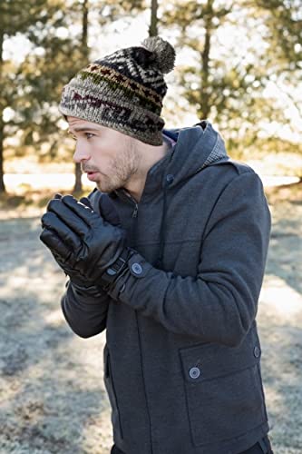 TINKUY Peru Alpaca Wool Winter Beanie, Handmade Bobble Hat, Unisex, One Size - color: Light Grey