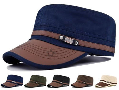 Initlove Military Hat Cadet Army Cap Flat Top Hats for Men Women - color: Navy