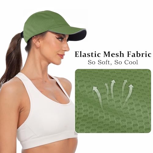 GADIEMKENSD Women's Race Day Running Cap Performance Mesh Hat - Excellent Ventilation, Lightweight, Reflective Safety - color: Dark Green