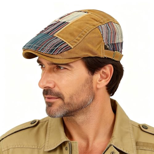 2 Pack Men's Plaid Cotton Flat Newsboy Ivy Cabbie Golf Gatsby Cap Hat - color: 890kc