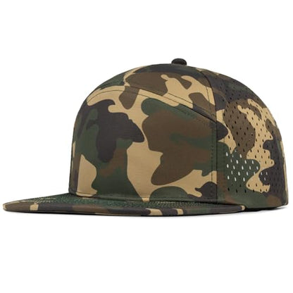 4 Inclusive Sizes Flat Bill Performance Trucker Hat Men Women, 7 Panel Snapback Running - color: 19.camo-1