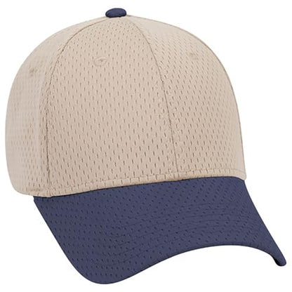 Ashen Fane 6 Panel Polyester Pro Mesh Low Profile Baseball Cap - color: Navy Khaki