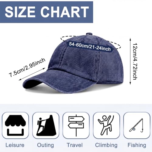 Geyoga 7 Pcs Vintage Baseball Hats - color: Navy Blue, size: One Size