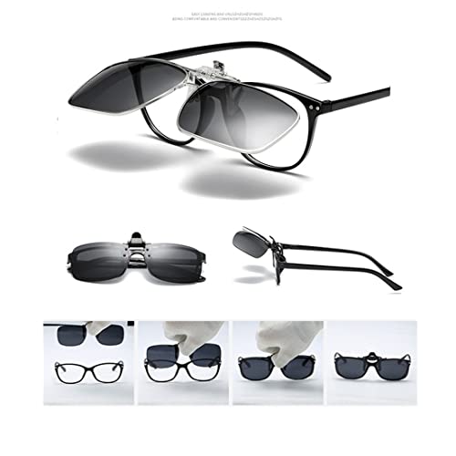 Clip on Flip up Polarized Lens For Prescription Glasses UV Protection Sunglasses (Clear lenses not Polarized) - color: Style C Red Blue