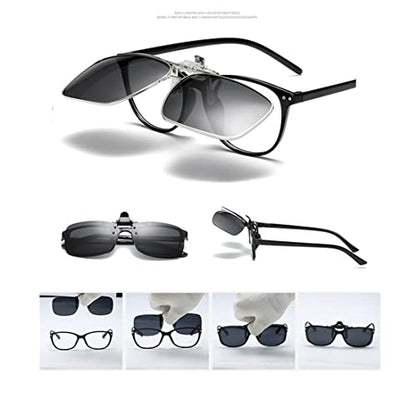 Clip on Flip up Polarized Lens For Prescription Glasses UV Protection Sunglasses (Clear lenses not Polarized) - color: Style C Red Blue