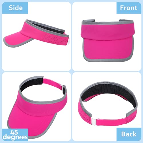 Kids Sun Visor Hats for Girls Boys Reflective Sports Hats Summer Beach Running Tennis Golf Caps Age 8-14 - color: Reflective Strip-hot Pink