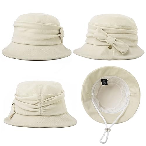 Comhats Womens 1920s Vintage Cloche Bucket Hat,Packable,Floppy,Winter,Party - color: White, size: Large
