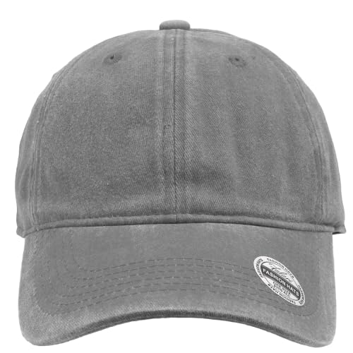 Falari Vintage Washed Cotton Baseball Caps, Original Classic Adjustable Size Low Profile Unconstructed Distressed Dad Hat - color: 1pk - Gray