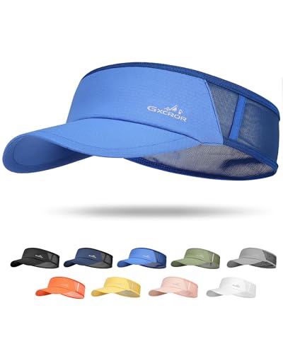 GXCROR Sports Sun Visor Hat Men Women, Lightweight Breathable Quick Dry Sports Sun Hat for Running Golf Tennis - color: Blue