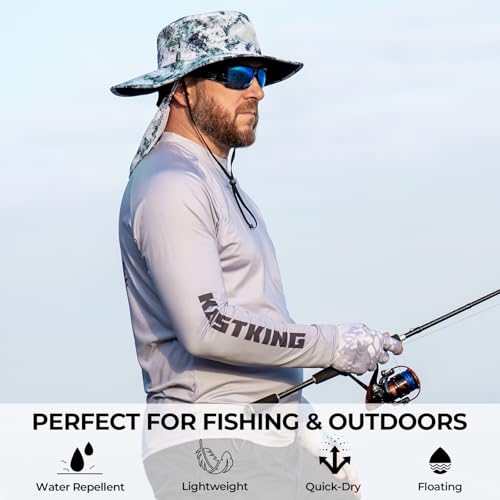 KastKing Sol Armis UPF 50 Boonie Hat for Sun Protection,Men Women - color: White (With Shield)