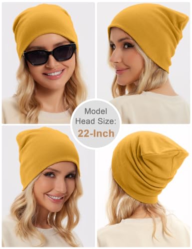 100% Cotton Thin Beanie Hat Women Men Soft Slouchy Chemo Skull Cap - color: 1pc Yellow