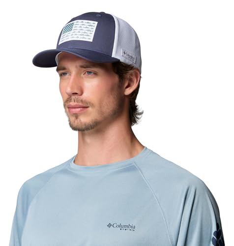 Columbia Unisex PFG Logo Mesh Ball Cap - color: Nocturnal/White/Us Fish Flag, size: Large-X-Large