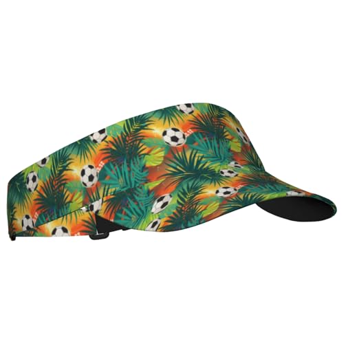 Adjustable Lightweight Open Top Sports Sun Visor Hat Cap for Golf Tennis - color: Tropical Palm Leaves Soccer