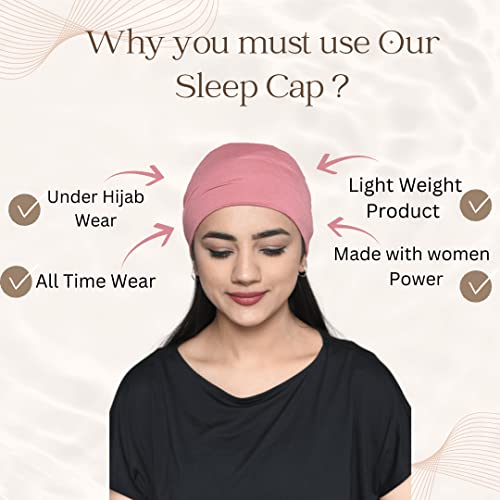 Chemo Hats Solid Sleep Cap Women's Bamboo Soft Headwear Cancer Cap Chemo Headwear Women - color: Duskey Rose