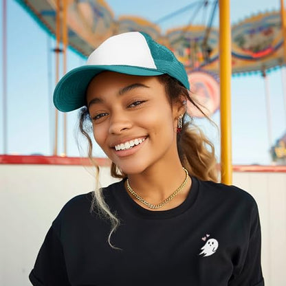 DALIX Two Tone Trucker Hat Summer Mesh Cap with Adjustable Snapback Strap - color: Teal White, size: One Size