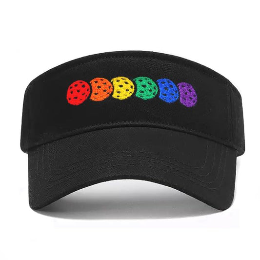 Embroidered Pickleball Visor Men Women,Gifts for Pickleball Lovers - color: Black, style: Rainbow Pickleball