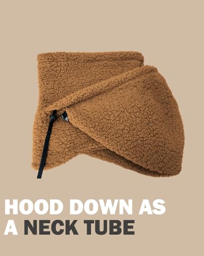 Shy Velvet Sherpa Hood Balaclava Wind-Resistant Ski Mask for Men and Women - color: Camel