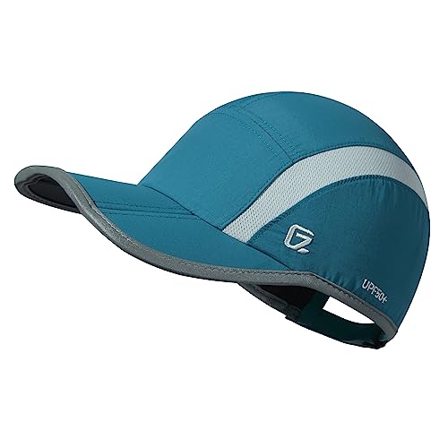 GADIEMKENSD Reflective Folding Outdoor Hat Unstructured Design UPF 50+ Sun Protection Sport Hats for Womens and Mens - color: Peacock Blue, size: 6 7/8-7 1/2