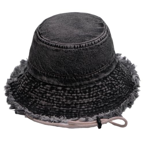 Cotton Denim Distressed Bucket Hat, Sun Hat, Hat for Men and Women - color: Blu28