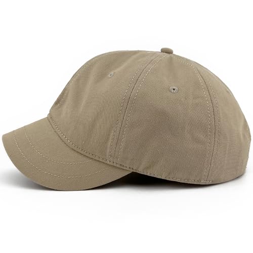 Loneshark Short Brim Baseball Cap for Running Small Bill Umpire Hat - color: Khaki