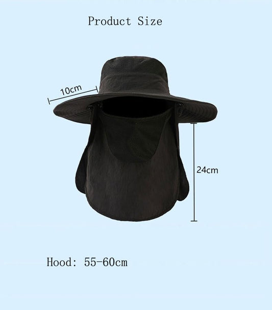 Sun Hat for Men Women Wide Brim Sun Protection Fishing Hat with Face Cover Neck Flap Outdoor UPF50+ Summer Outdoor - color: Sun Hat With Face Cover Neck Flap 02