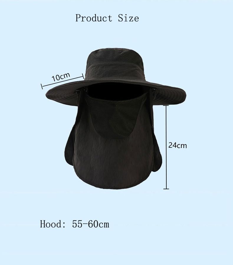 Sun Hat for Men Women Wide Brim Sun Protection Fishing Hat with Face Cover Neck Flap Outdoor UPF50+ Summer Outdoor - color: Sun Hat With Face Cover Neck Flap 08