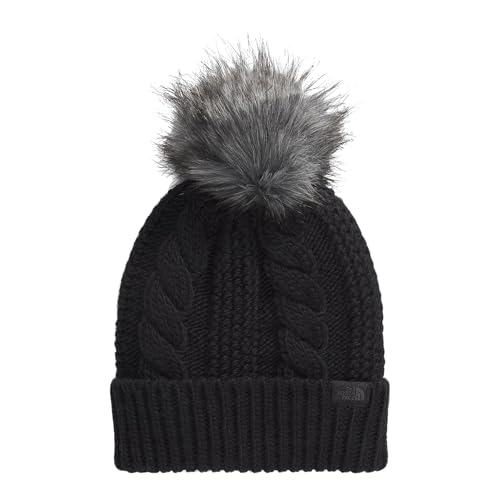 THE NORTH FACE Women's Oh Mega Fur Pom Beanie | Deep Fit Cuffed Winter Hat With Oversized Faux-fur Pom & Cable Detailing - color: Tnf Black