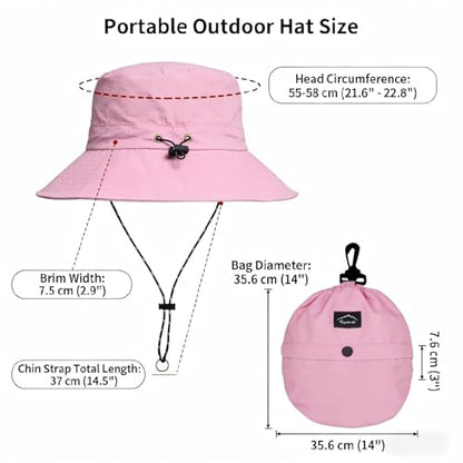 Honnesserry Bucket Hats for Woman Men Outdoor UV Sun Protection Hat Nylon - color: Pink
