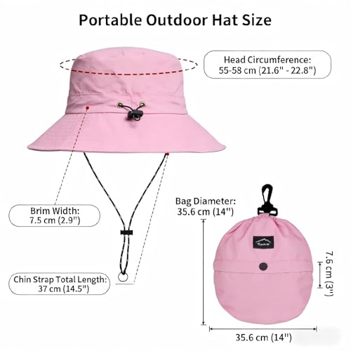 Honnesserry Bucket Hats for Woman Men Outdoor UV Sun Protection Hat Nylon - color: Pink