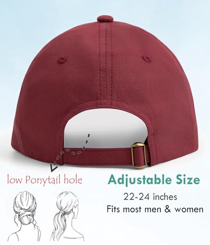 Hot Summer Baseball Cap, 35% Thinner Cotton Dad Hat Lightweight - color: Burgundy