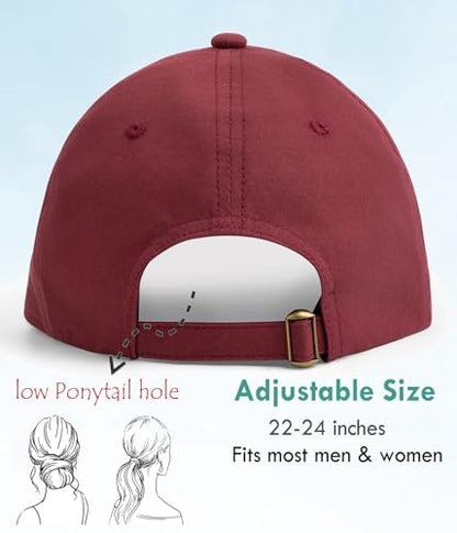 Hot Summer Baseball Cap, 35% Thinner Cotton Dad Hat Lightweight - color: Burgundy