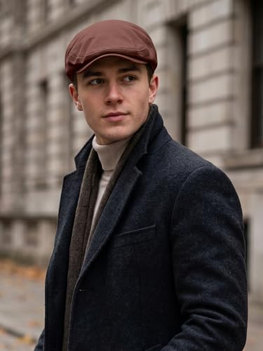 4 Pieces Newsboy Men's Hat Newsboy Cap Flat Cap Soft Stretch Fit Men Cap Cabbie Hunting Cap Ivy Hat for Men Outdoor - color: Dark Grey, Navy Blue, Black, Brown