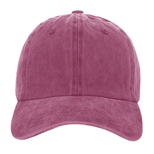 TOPTIE Washed Cotton Dad Baseball Cap - Low Profile Adjustable Hat - color: Maroon