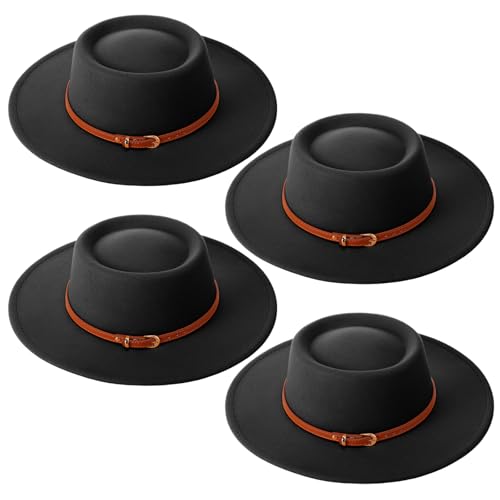 JaGely Hats Felt Hat for Women with Belt - color: Black