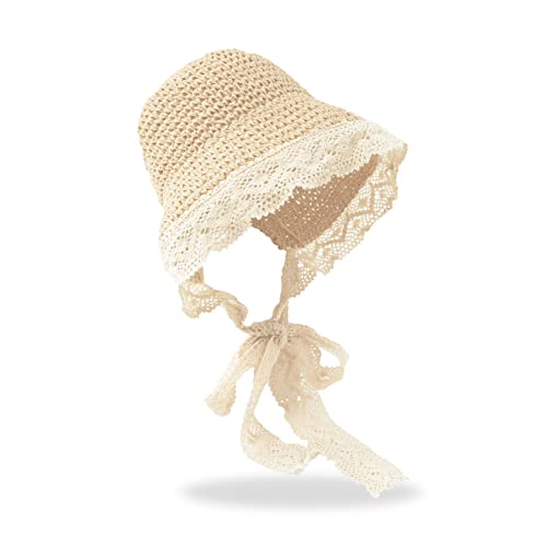 pureborn Baby Toddler Girls Straw Sun Hat Summer Beach Hat - color: Beige, size: 6-24 Months