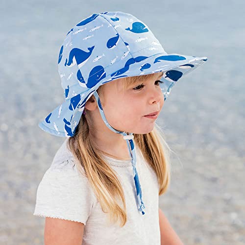 JAN & JUL Adjustable Cotton Floppy Sun Hat with 50+ UPF Protection for Boys - color: Blue Whale, size: 5-12 Years