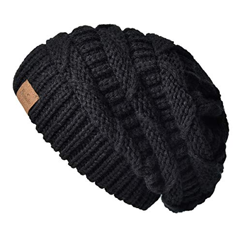 Women's Knitted Angora Wool Hat for Autumn and Winter Warm and Stylish with Rolled Brim and Slanted Rhinestones Cap - color: Z-black-n