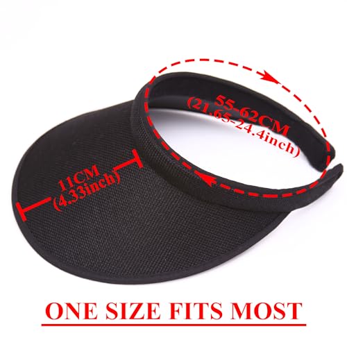 2 Pack Wide Brim Sun Visor Hats Women Men Large Clip-on Visors Hat UV Protection Outdoors Sports Golf Beach Cap - color: Black+yellow